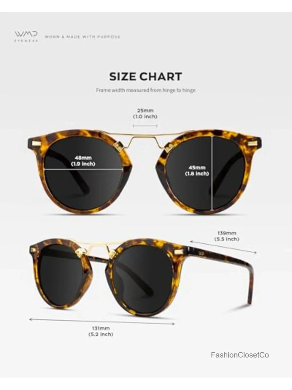 Women's Polarized Round Retro Double-Bridge Vintage Sunglasses